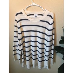Old Navy Blue and White Striped Sweater XL